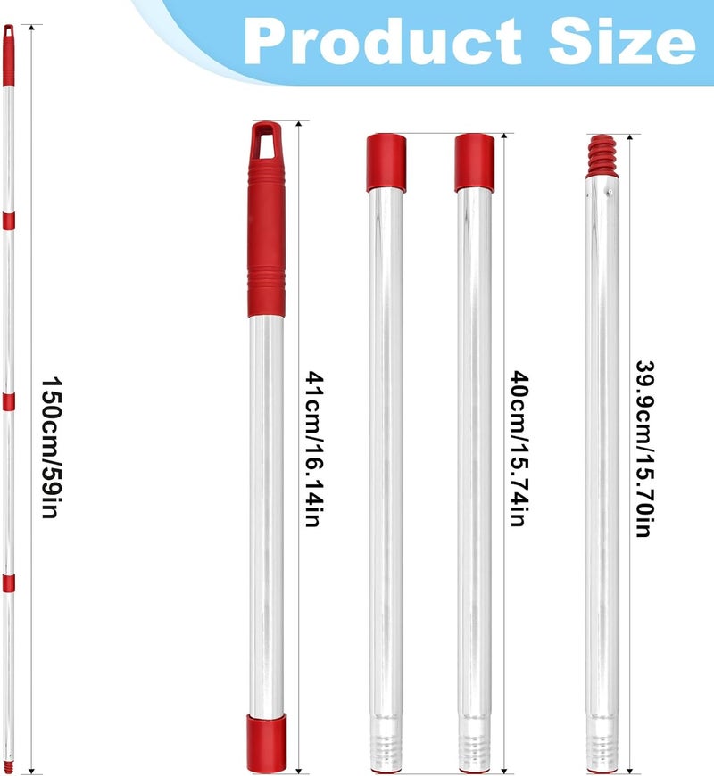 Hezane Mop Handle for Ocedar,Spin Mop Replacement Handle Compatible with O Cedar, American Threaded Joint Mop Handle 4-Section 30-to-58 inch Mop Replacement Stick - Image 3